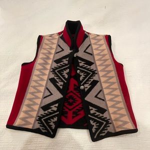 Aztec style western wool vest reversible size large